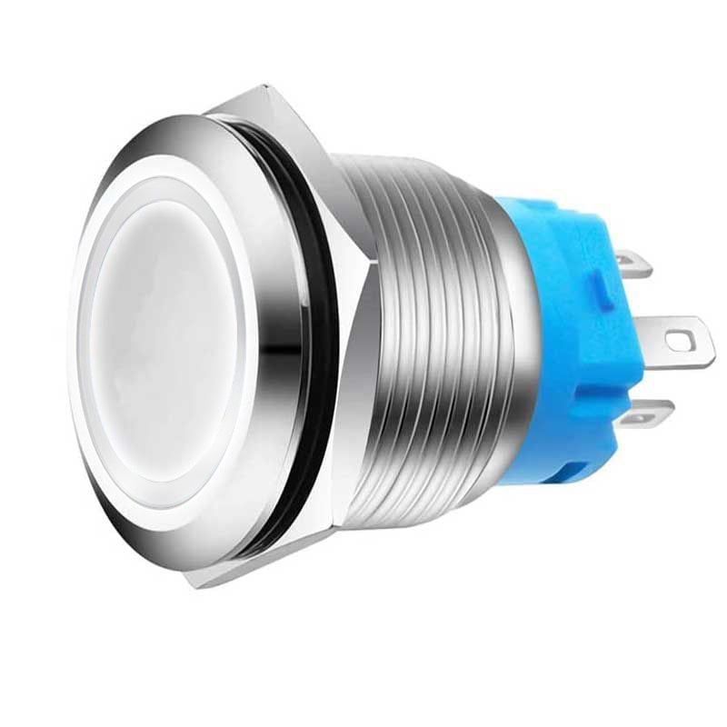 Buton Push 22mm cu Revenire, 220V, Led Alb, Mufa inclusa, ElectroAZ Engros