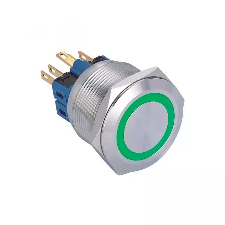Buton Push 25mm cu Revenire 24V Led Verde Engros