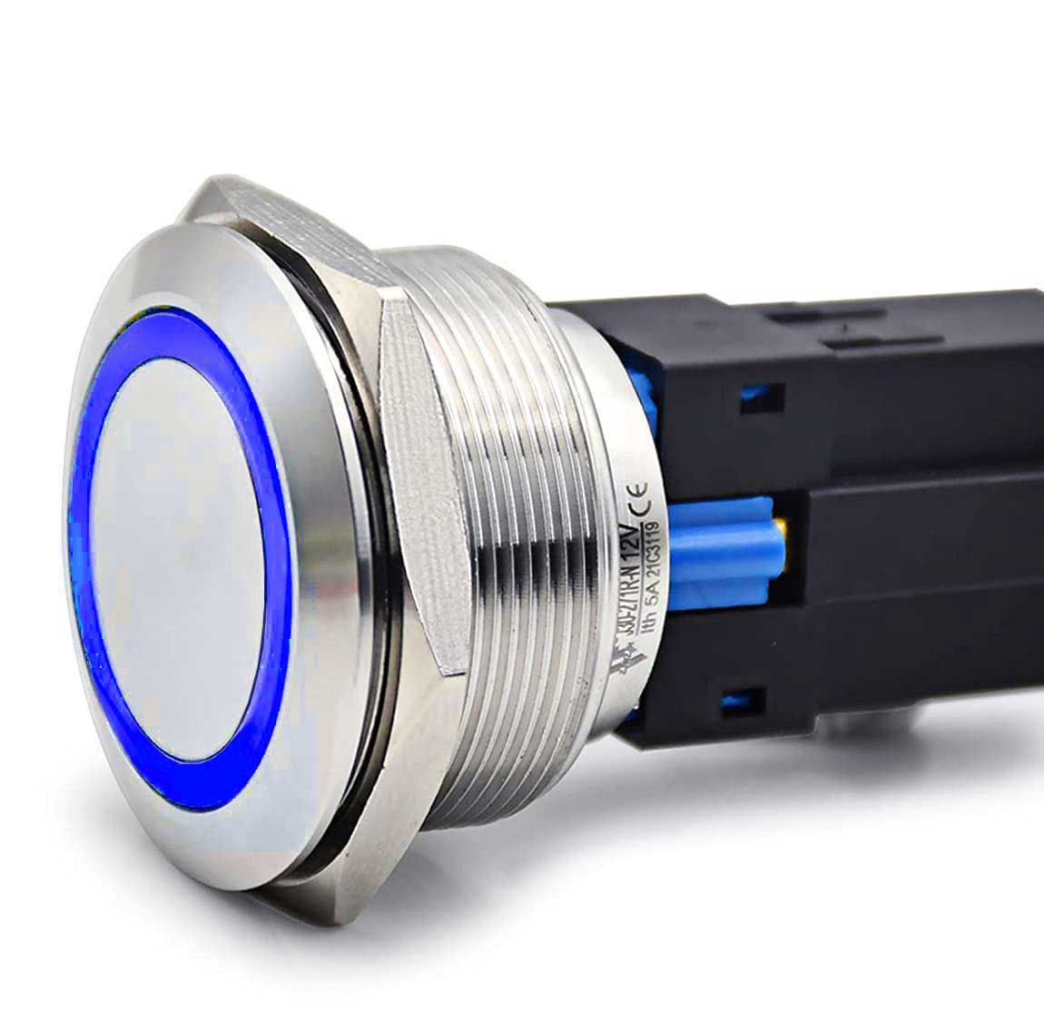Buton Push 30mm cu Revenire 24V Led Albastru Engros