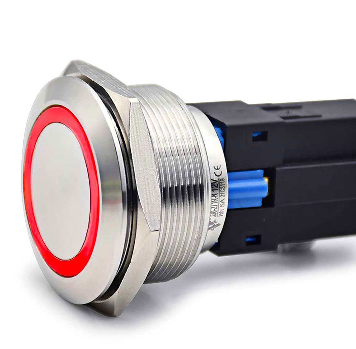 Buton Push 30mm cu Revenire 24V Led Rosu Engros