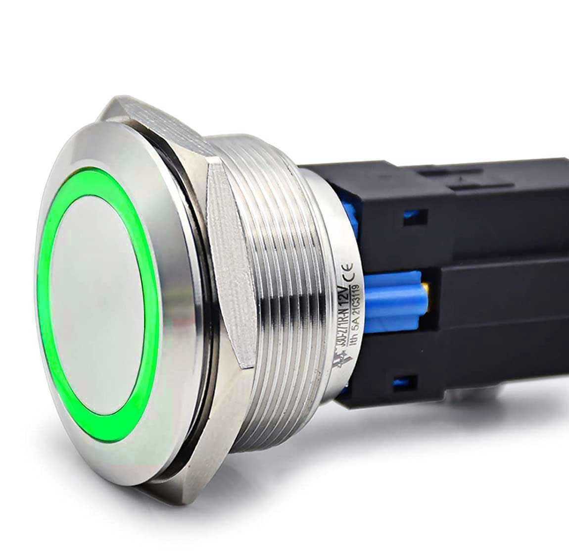 Buton Push 30mm cu Revenire 24V Led Verde Engros