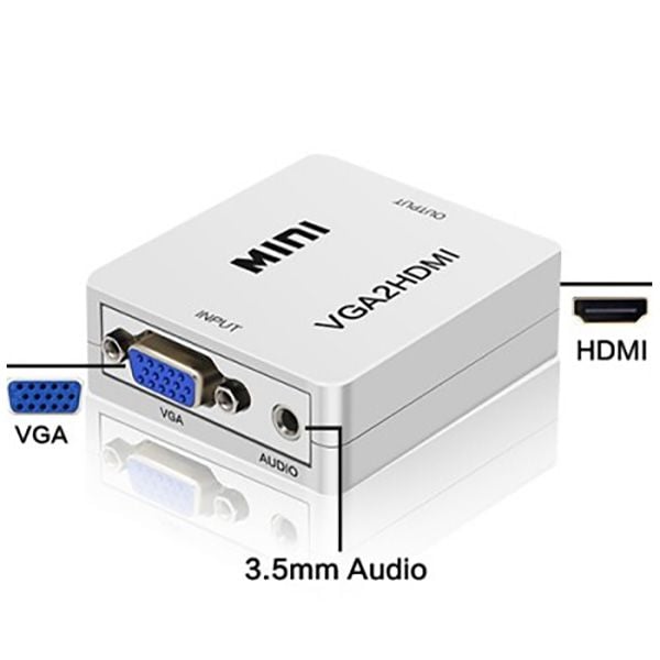 Adaptor Mini Convertor VGA La HDMI, Full HD, 1080p Video Si Audio Stereo,Alb Engros