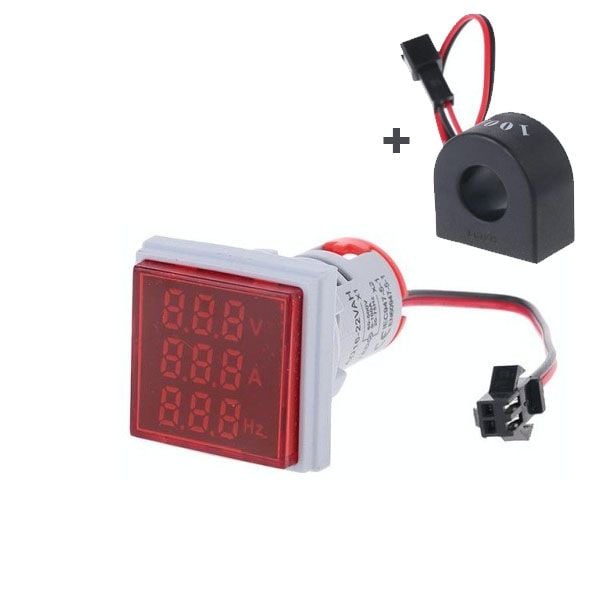Indicator Digital cu Led 3 In 1: Voltmetru, Ampermetru, Frecventa, Rosu Engros