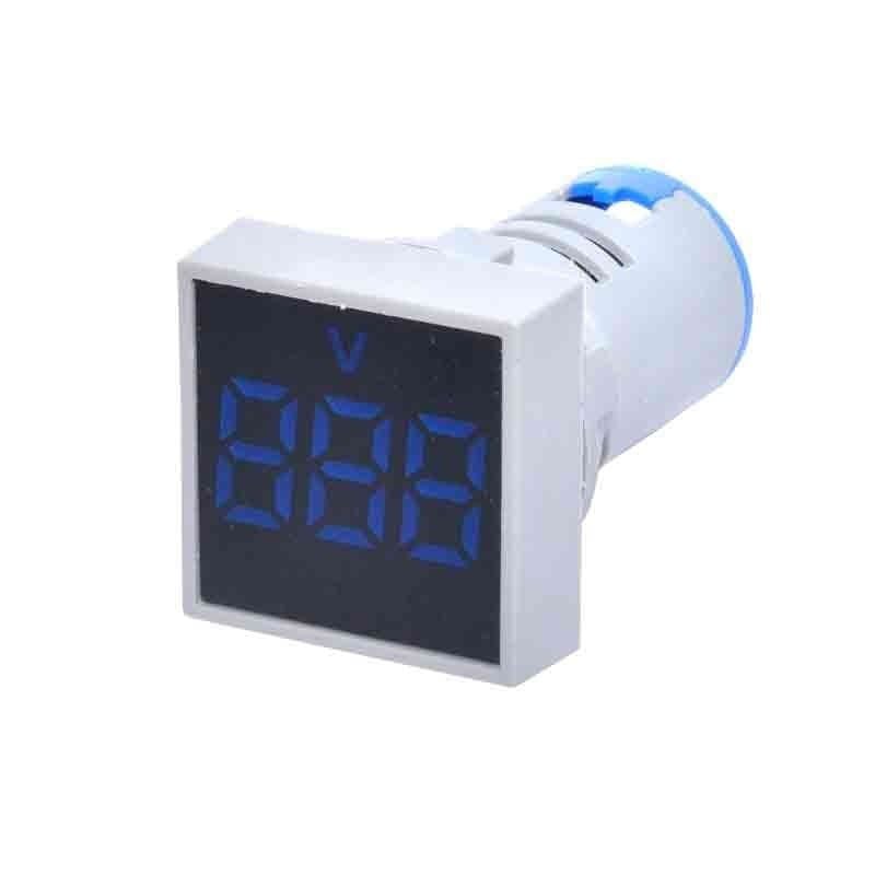 Voltmetru Digital, LED, Panou Patrat, 22mm, Prindere cu surub, Albastru Engros