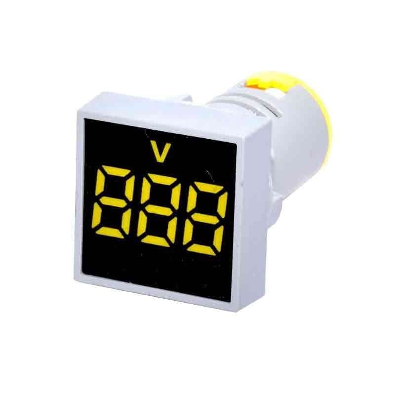 Voltmetru Digital, LED, Panou Patrat, 22mm, Prindere cu surub, Galben Engros