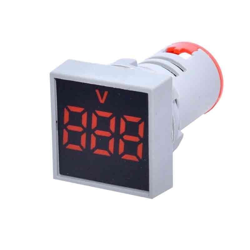 Voltmetru Digital, LED, Panou Patrat, 22mm, Prindere cu surub, Rosu Engros