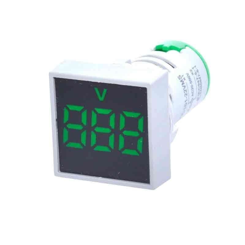 Voltmetru Digital, LED, Panou Patrat, 22mm, Prindere cu surub, Verde Engros
