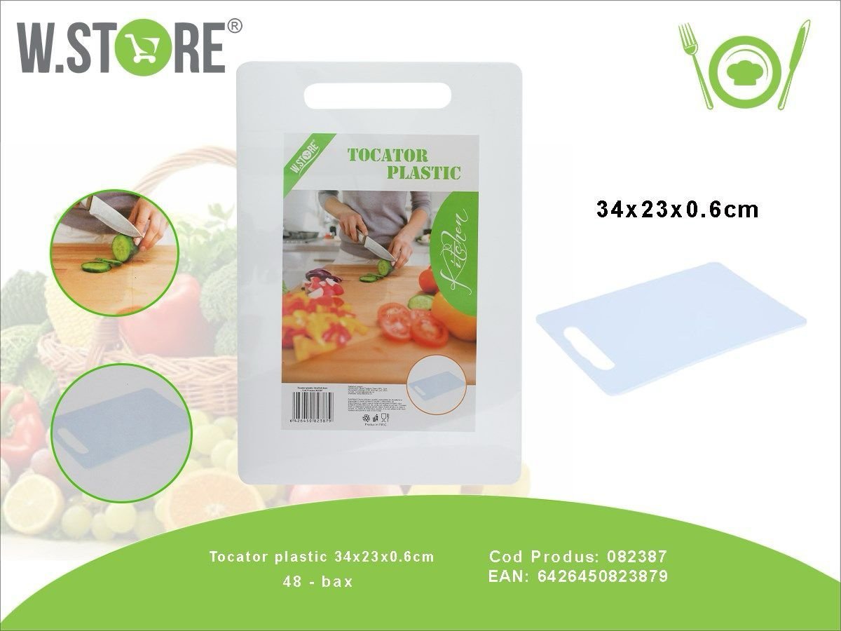 Tocator din plastic rezistent pentru bucatarie 34x23x0.6 cm – Tocator alimentar pentru legume, fructe si carne, usor de curatat si igienic, En-gros