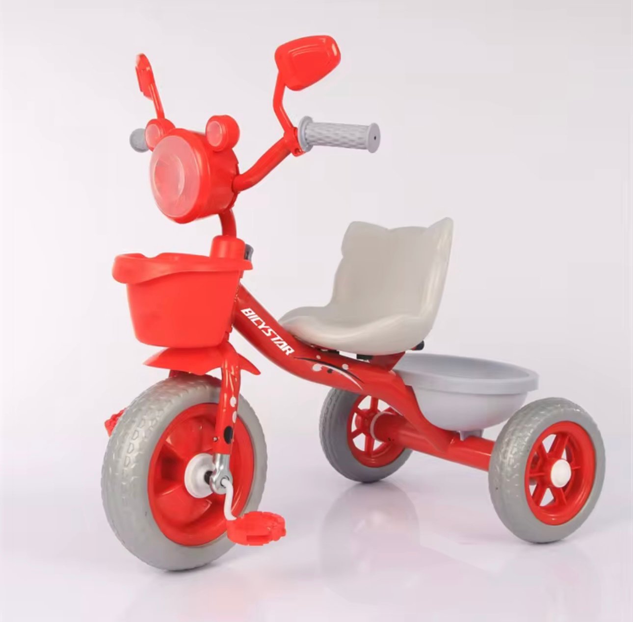 Tricicletă Copii cu Design de Motocicletă Engross – Model Sport, Stabilă și Sigură, cu Oglinzi și Coș pentru Jucării