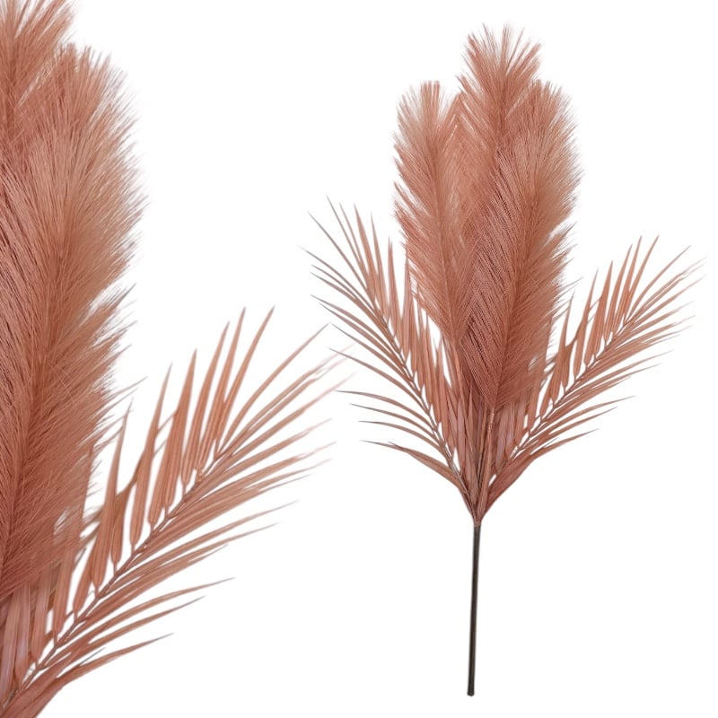 Iarbă decorativă Pampas, 73 cm – ramură cu 5 pene pufoase și 3 frunze, en-gros