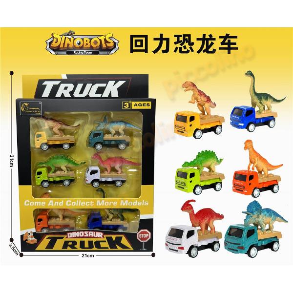 Jucarie Set 6 camioane pullback cu dinozauri Engros