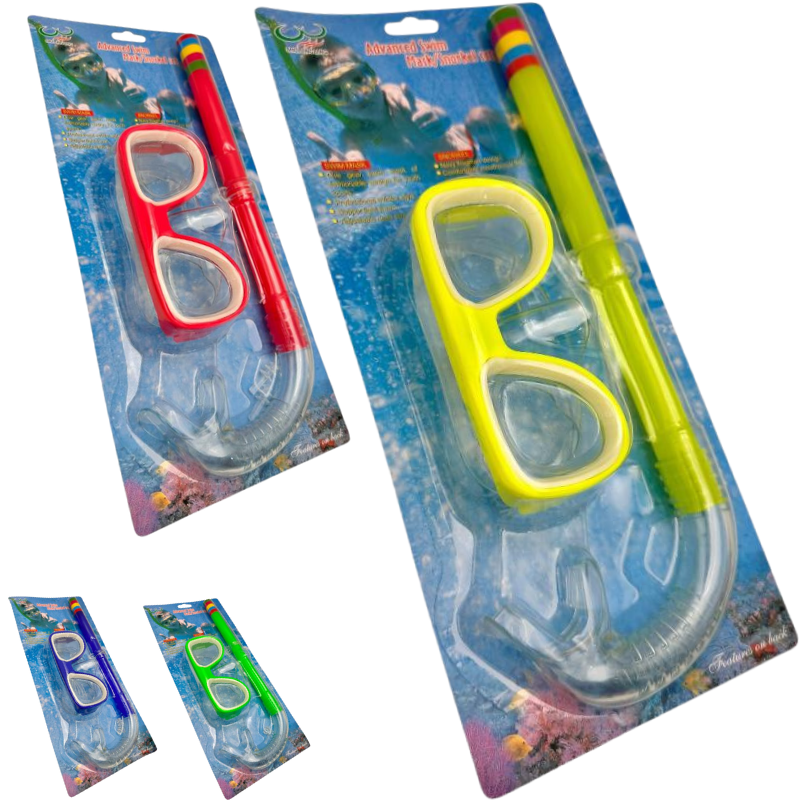 Ochelari inot copii cu tub respirator 30x12.5 cm – Snorkel si masca 14x6.5 cm – Culori variate – Pentru piscina si mare – En-gros