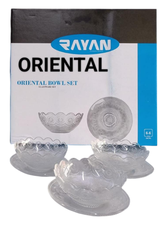 Set 6 boluri cu 6 farfuri, din sticla