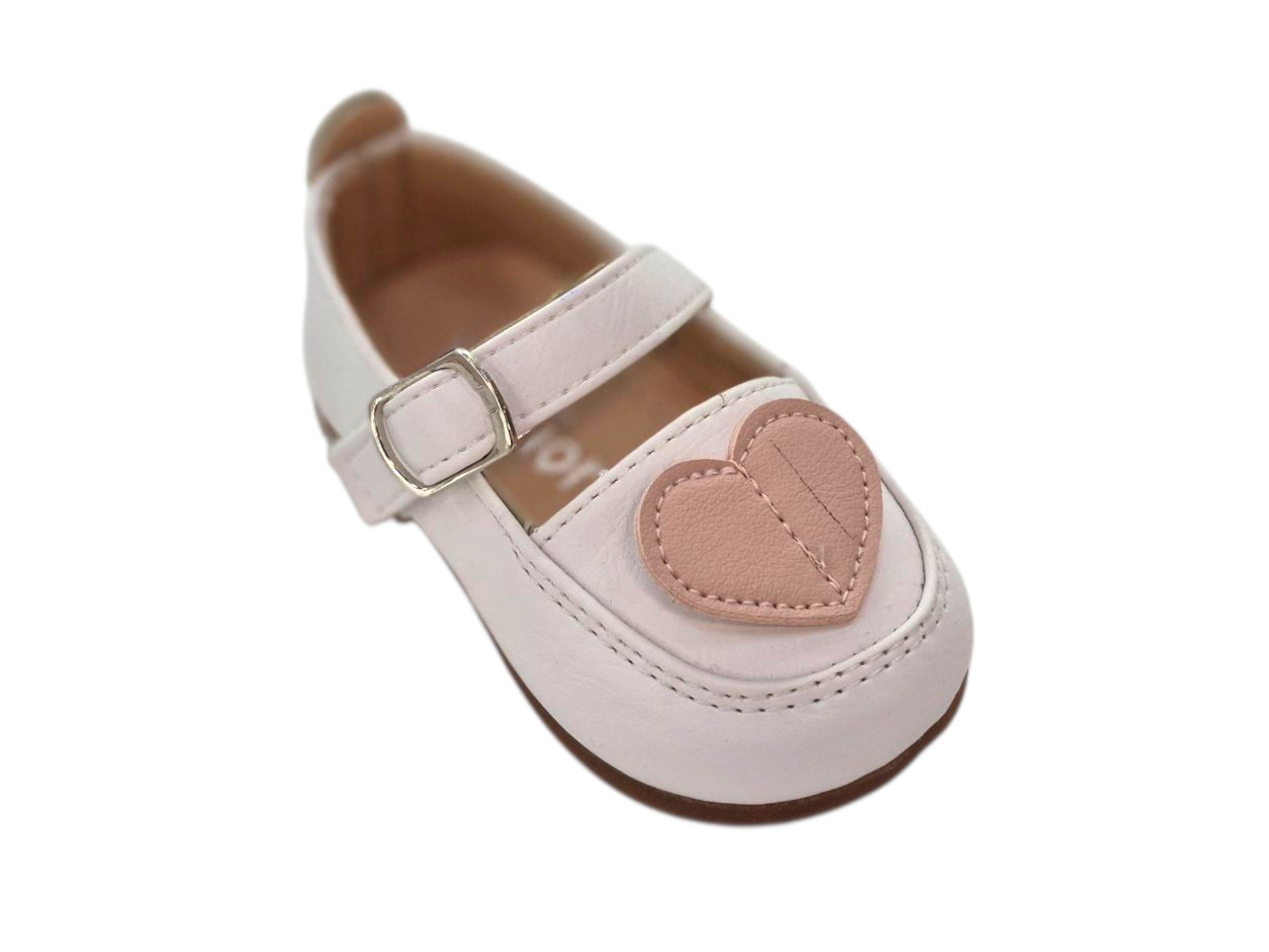 Pantofi fetiță, Piele Ecologica premium, Talpă moale, Confortabili, Inchidere arici, Engross, 6 bucăți/set, mărimi 21-25, Model inima Alb