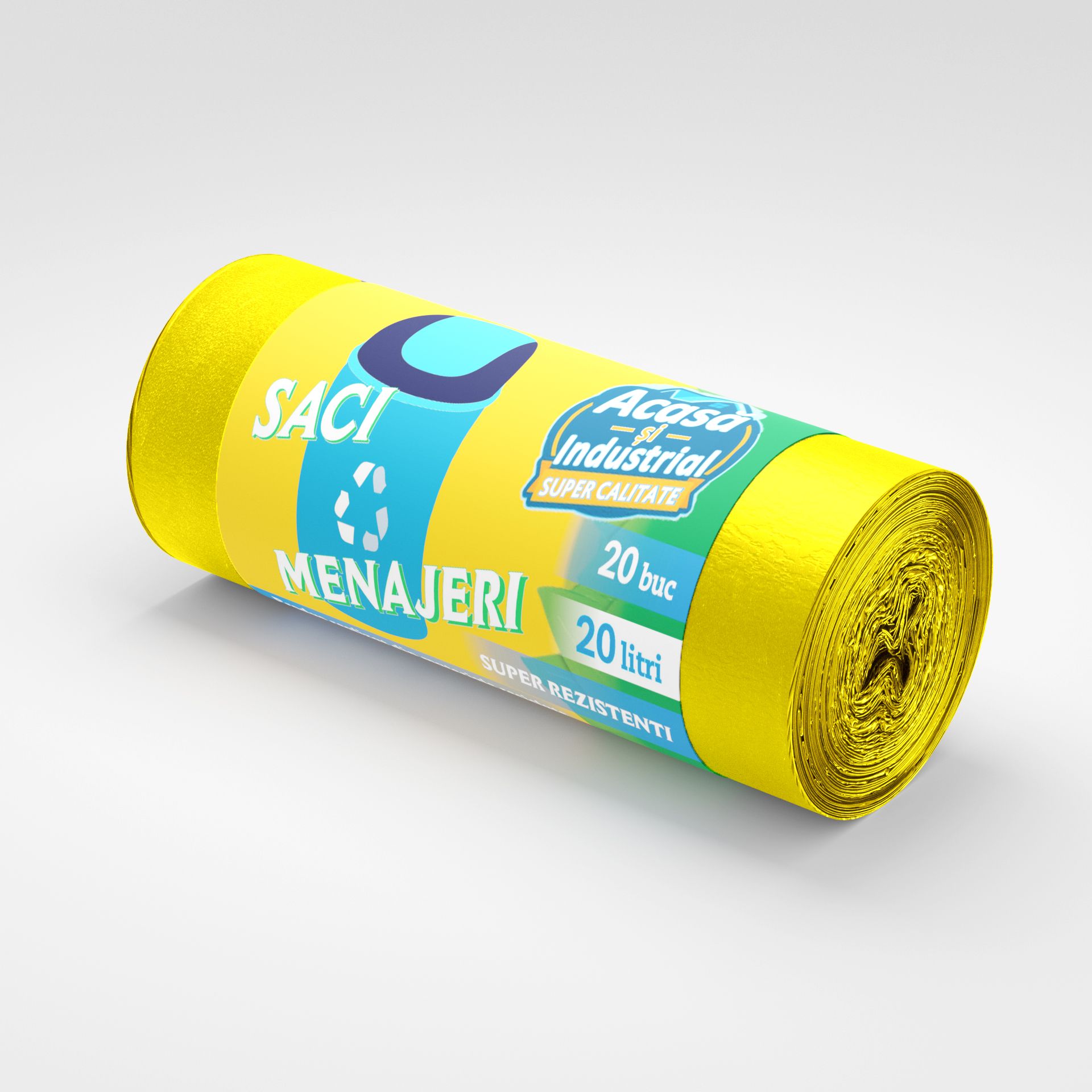 Saci menajeri Engros 20L, 20 saci/rola Acasa si Industrial, Galbeni
