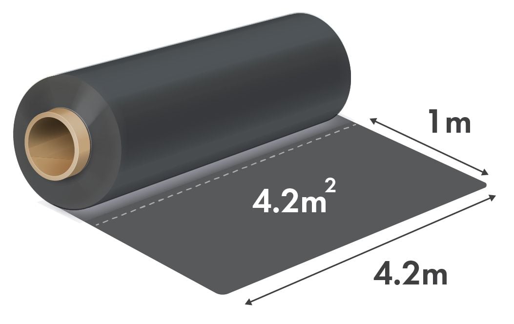 Folie rLDPE pentru construcții Engros -  4.2m x 120my, 1m Liniar = 4.2mp, Negru