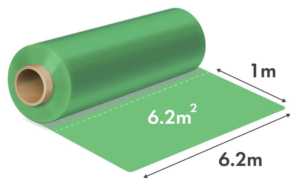 Folie rLDPE pentru construcții Engros -  6.2m x 120my, 1m Liniar = 6.2mp, Verde