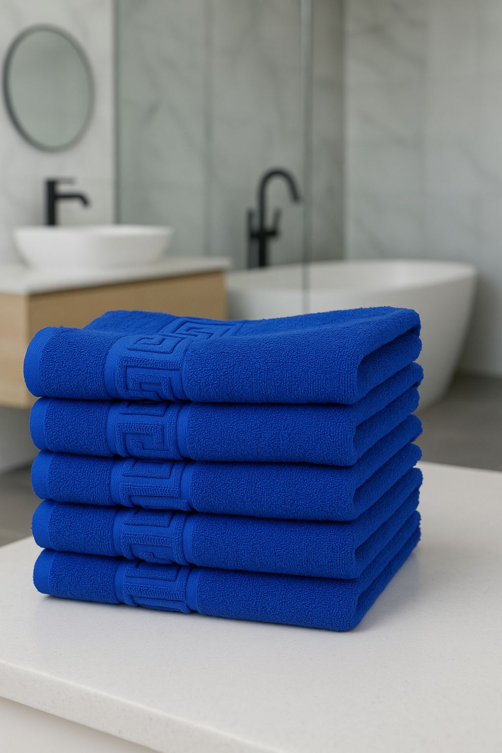 Set 5 prosoape bumbac, 50x90 cm, 500g ,Albastru