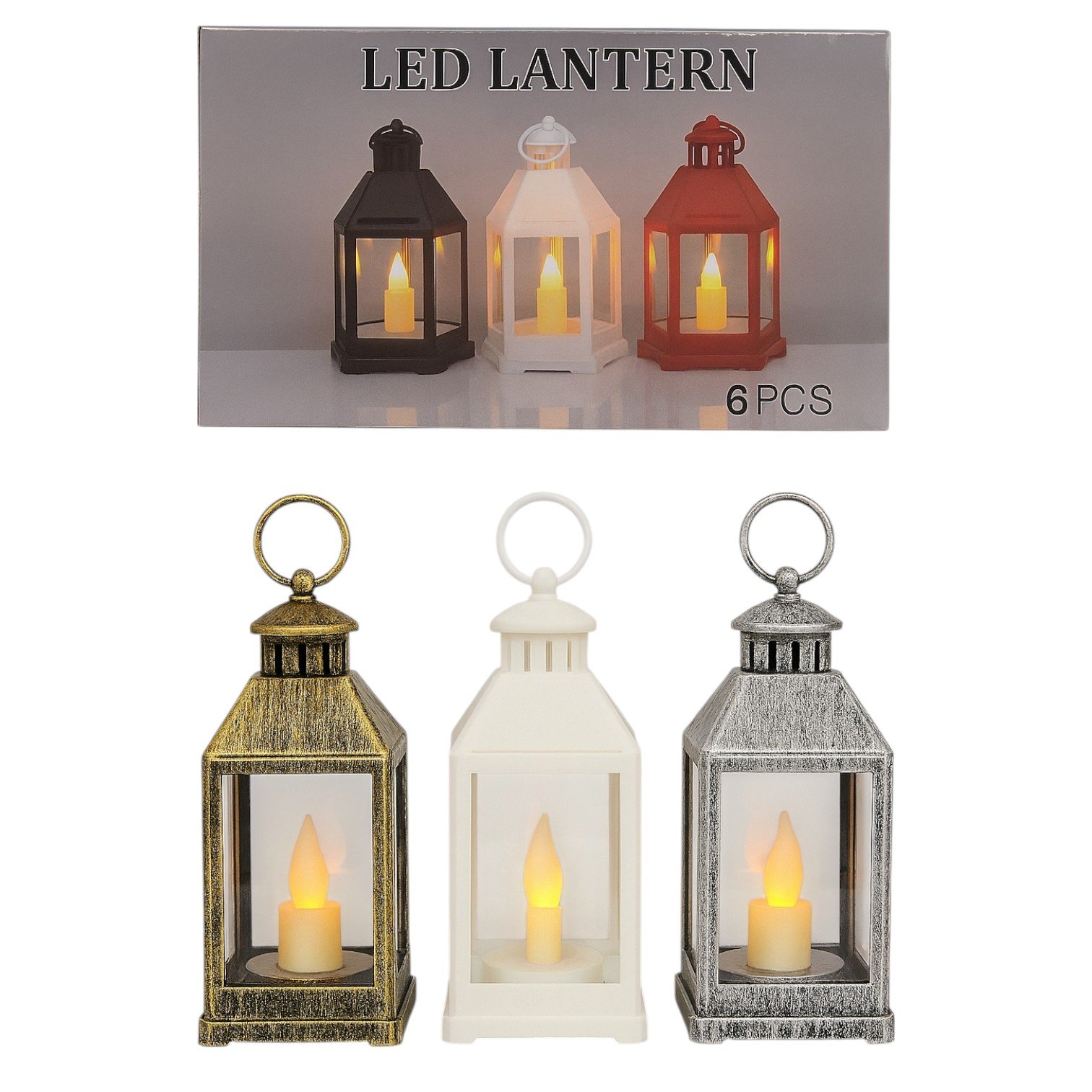Felinar LED Decorativ 6/set cu Efect de Lumânare, 15x8cm Diferite Culori Engros