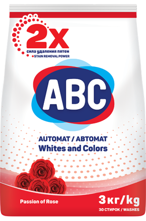 Detergent de Rufe ABC Engros, Automat, Pudra, 3 Kg, Passion of Rose White&Color