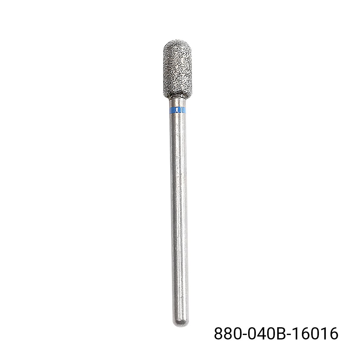 Capăt de freză de diamantat pentru cuticule, cilindru rotunjit, brâu albastră, 880/040B Engros