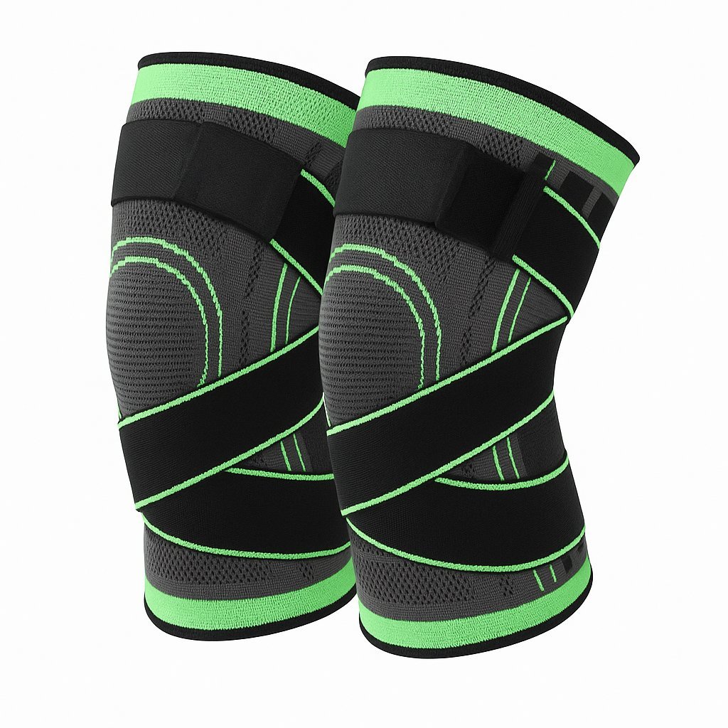 Orteza Genunchi Sport cu Banda Elastica – Compresie si Protectie Articulatie, Antiderapant, Verde-Negru – Engros