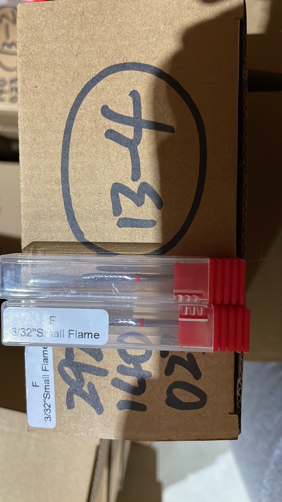 Capăt de freză din carbură, formă de flacără, brâu roșu, Small Flame F Engros