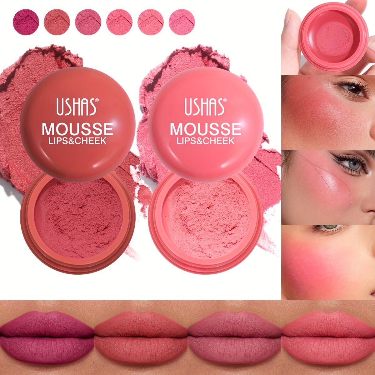 USHAS Mousse Lips & Cheek UC114 – produs 2 în 1 pentru buze și obraji – set 24 bucăți Engros