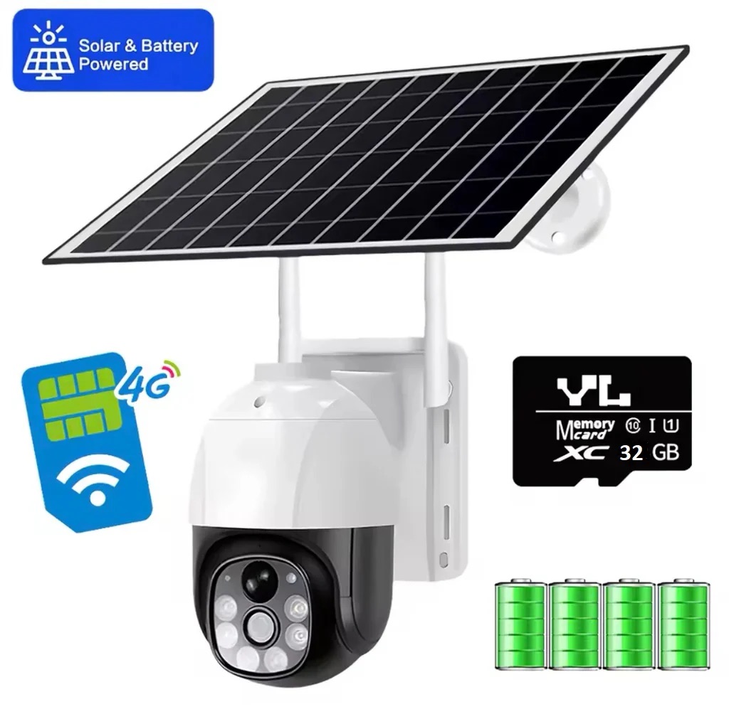 Camere de Supraveghere solare 4G 1080P 4MP cu card de stocare 32GB inclus