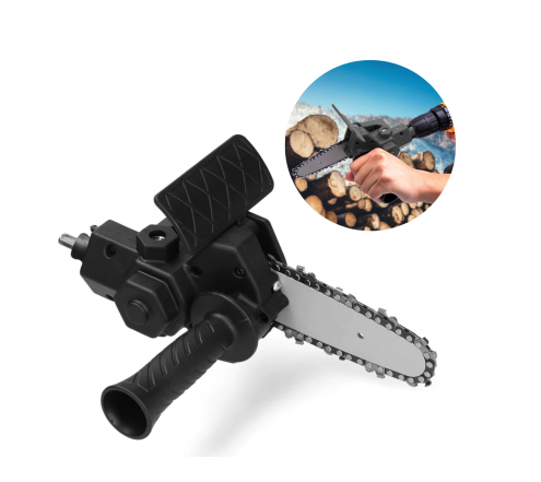 Accesoriu tip mini-drujbă pentru bormașină – adaptor lanț pentru tăiat lemn / adaptor pentru drujba / fierastrau - 4 inch