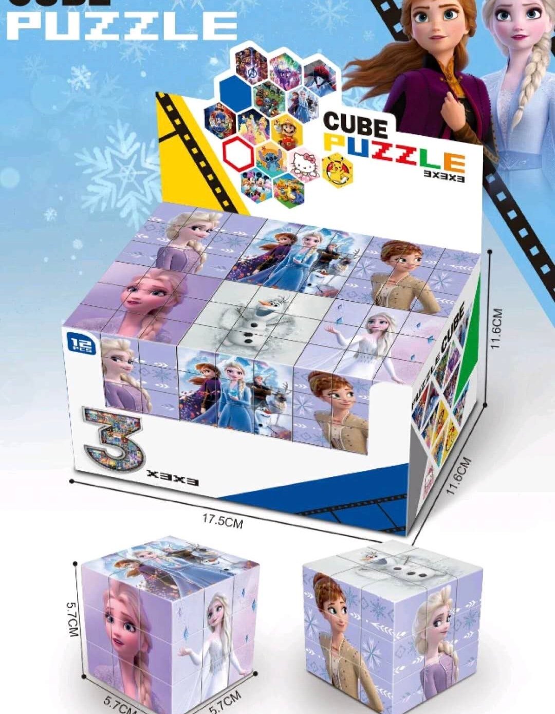 Cub Rubik Puzzle 3x3 – Set 12 bucăți Frozen,En-gros