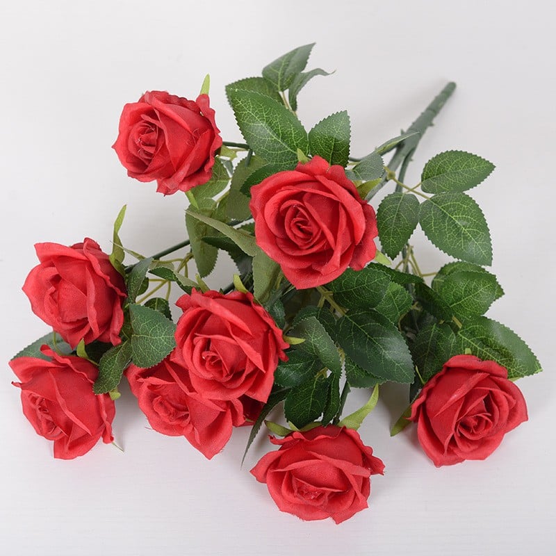 Buchet Trandafiri Artificiali ,9 Capete , 43cm