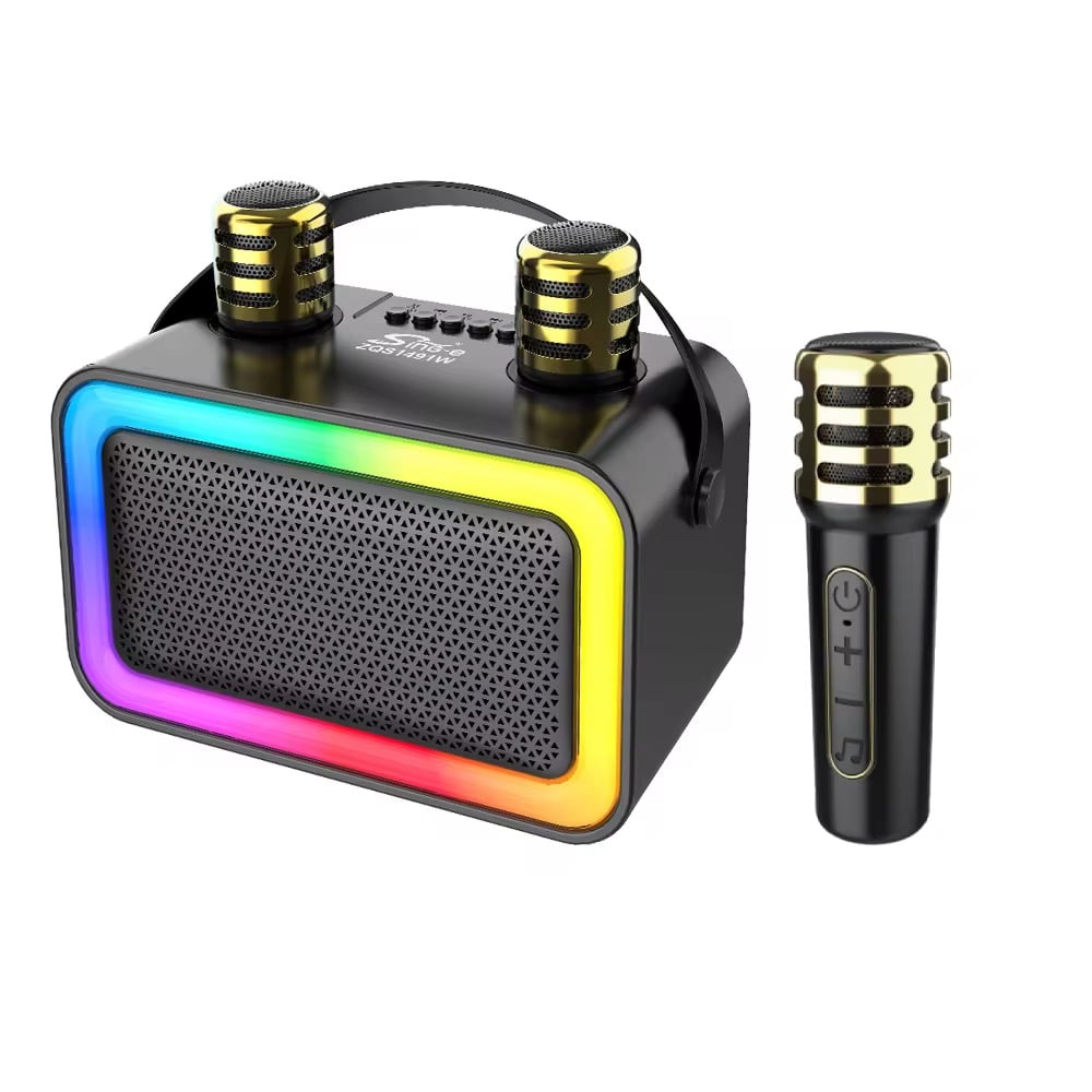 Sing-E ZQS-1491W – Boxă portabilă mini pentru karaoke, Bluetooth, difuzor de 4 inch, lumină RGB, cu 2 microfoane wireless,EN GROSS