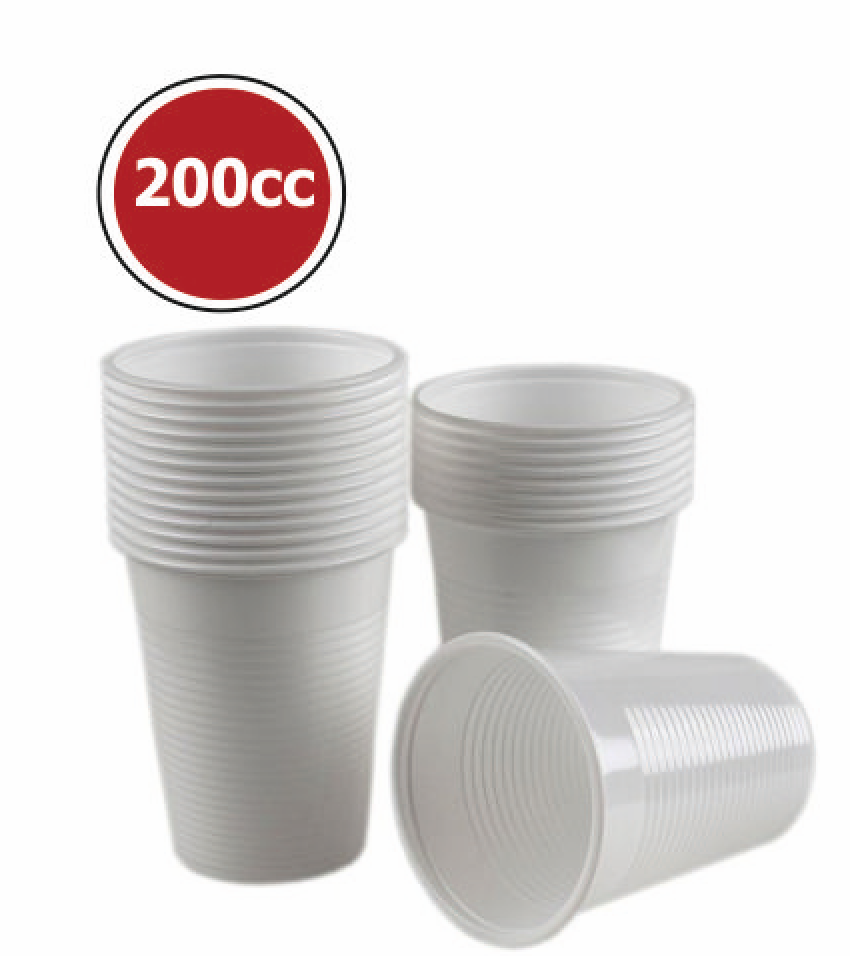 pahar din plastic 200ml set de 100buc/set Alb,  Engros