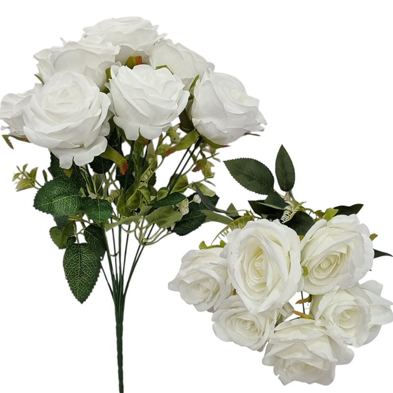 Buchet floare artificiala Trandafir 9 capete 38 cm lungime