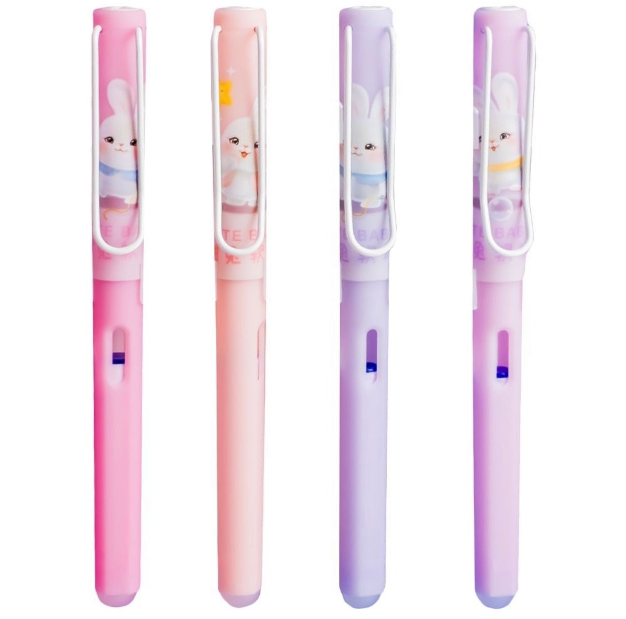 Set 12 Pixuri Gel „Cute Bunny” Engros – Design Pastel cu Iepuraș, Cerneală Neagră, Vârf Fin 0.5mm | Rechizite Fetițe și Cadouri Școlare