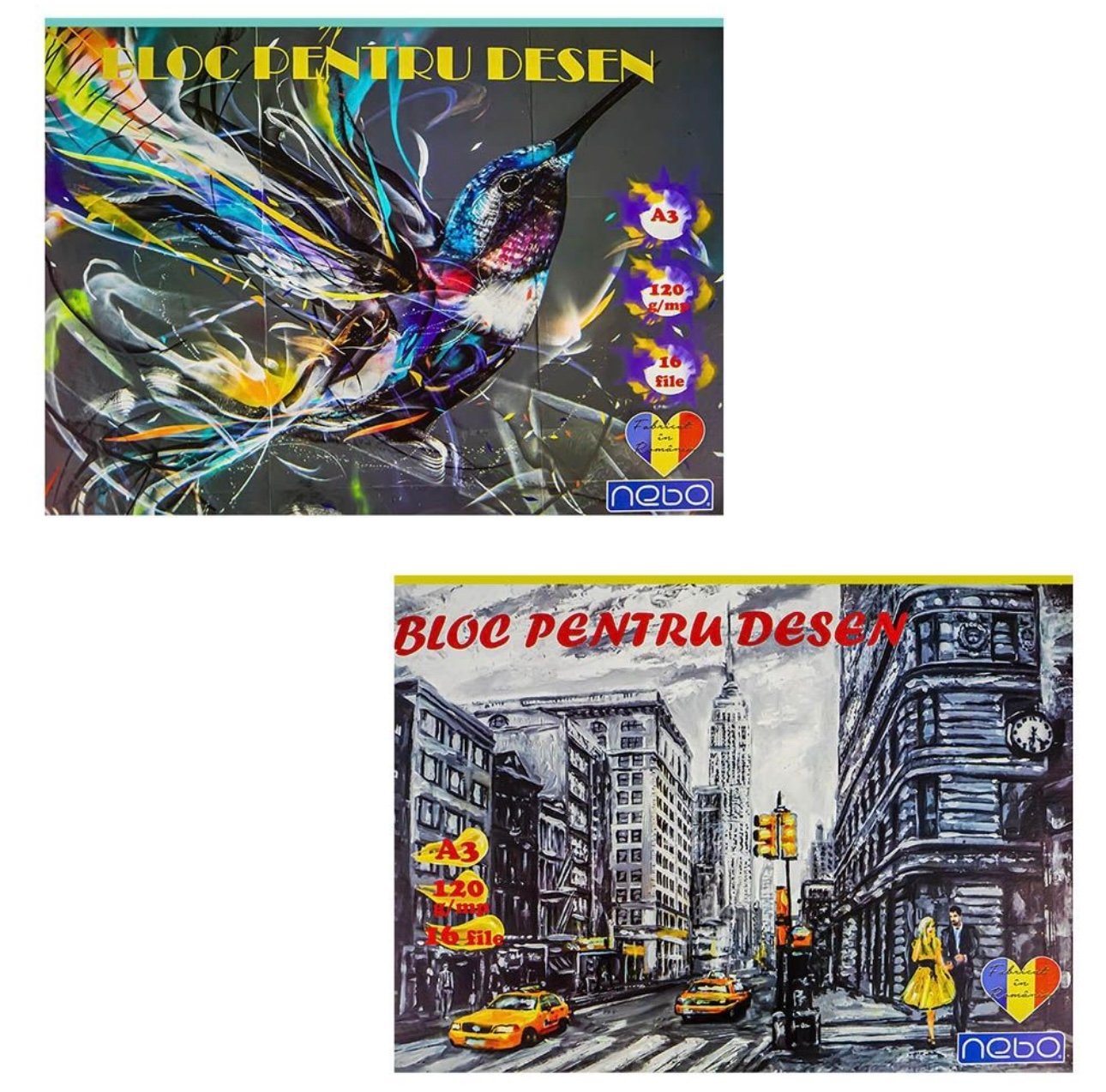 Set 20 Blocuri de Desen A3 Nebo Engros – 16 File, 120g/mp, Hârtie Albă de Calitate Superioară | Rechizite Școlare și Activități Artistice