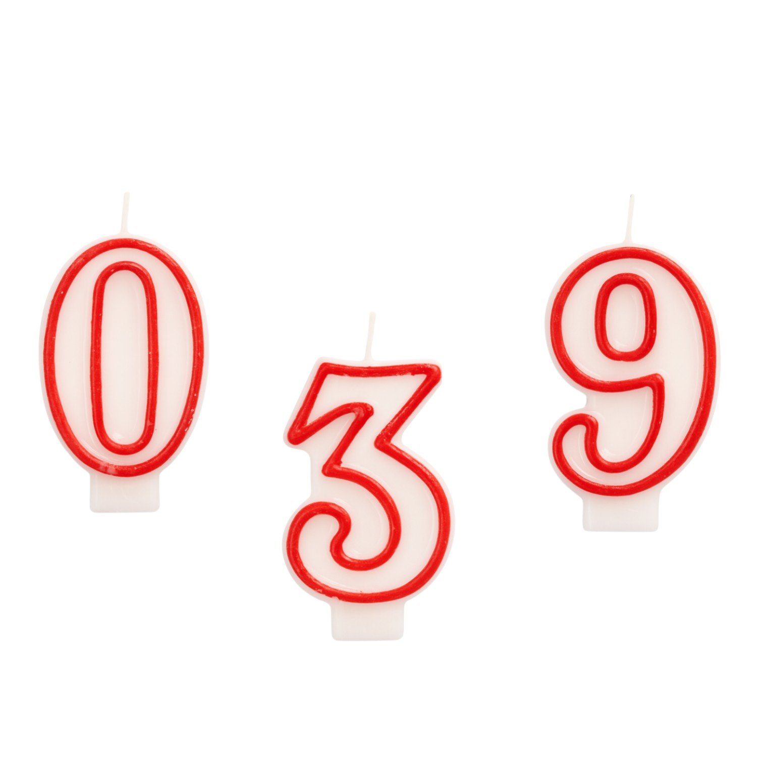 Lumanari 8cm pentru Aniversare 12/set Cifrele 0, 3, 9 Engros