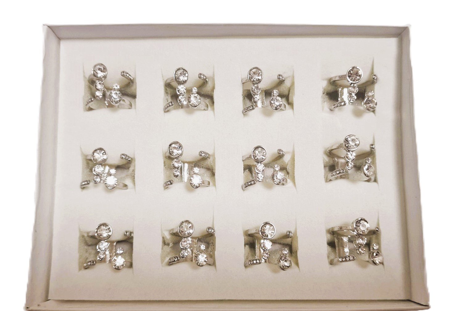 Inel din inox cu strasuri, C6-4AG, Angro