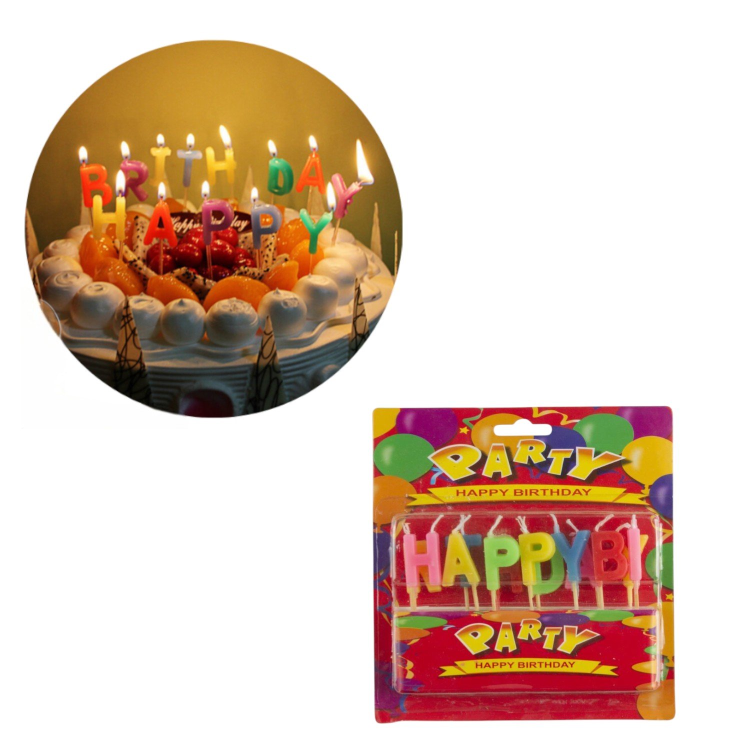 Lumânări 3cm „HAPPY BIRTHDAY” Colorate, pentru Torturi Aniversare Engros
