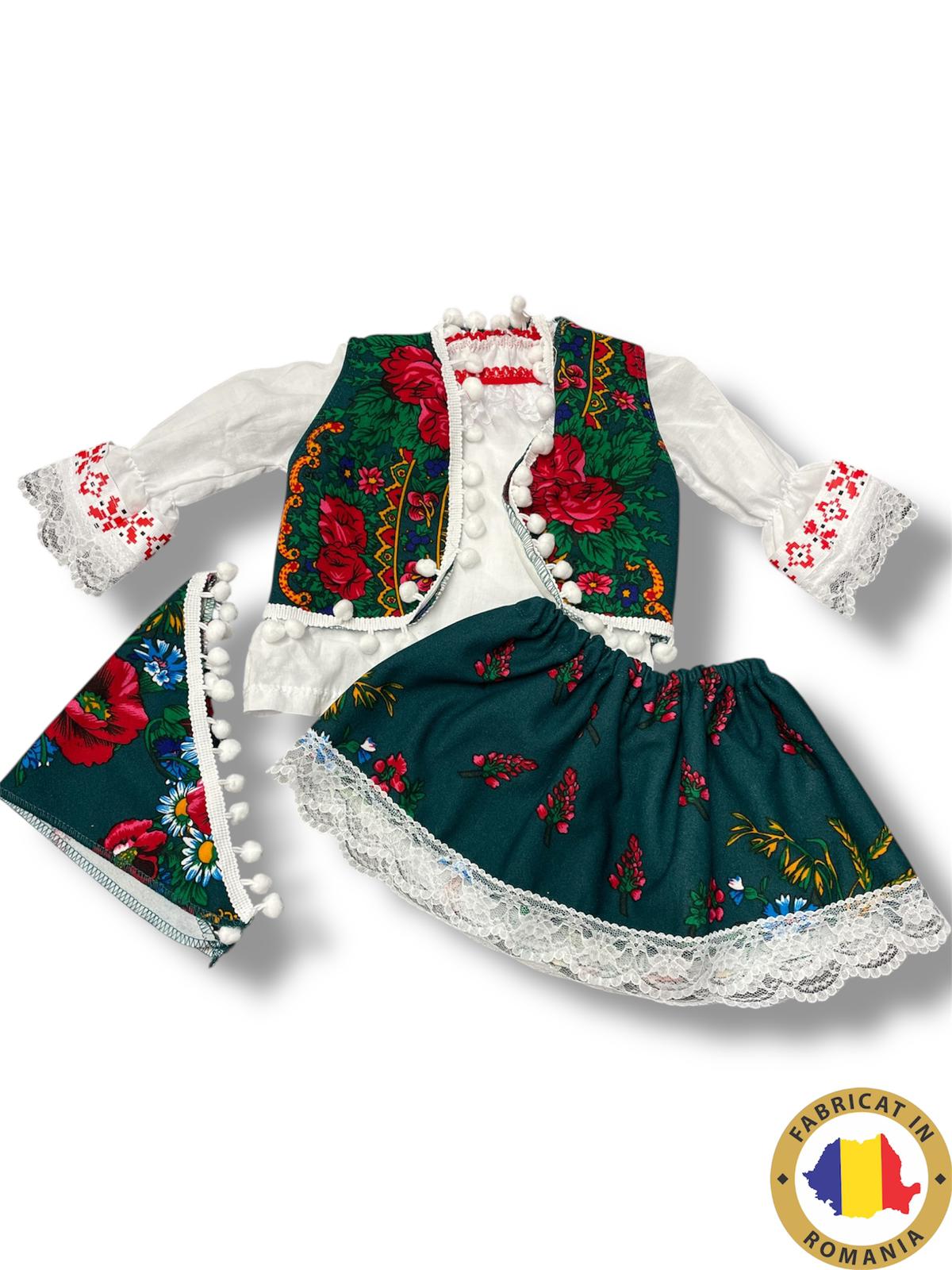 Compleu traditional Engros pentru fete, 4 piese, model brodat