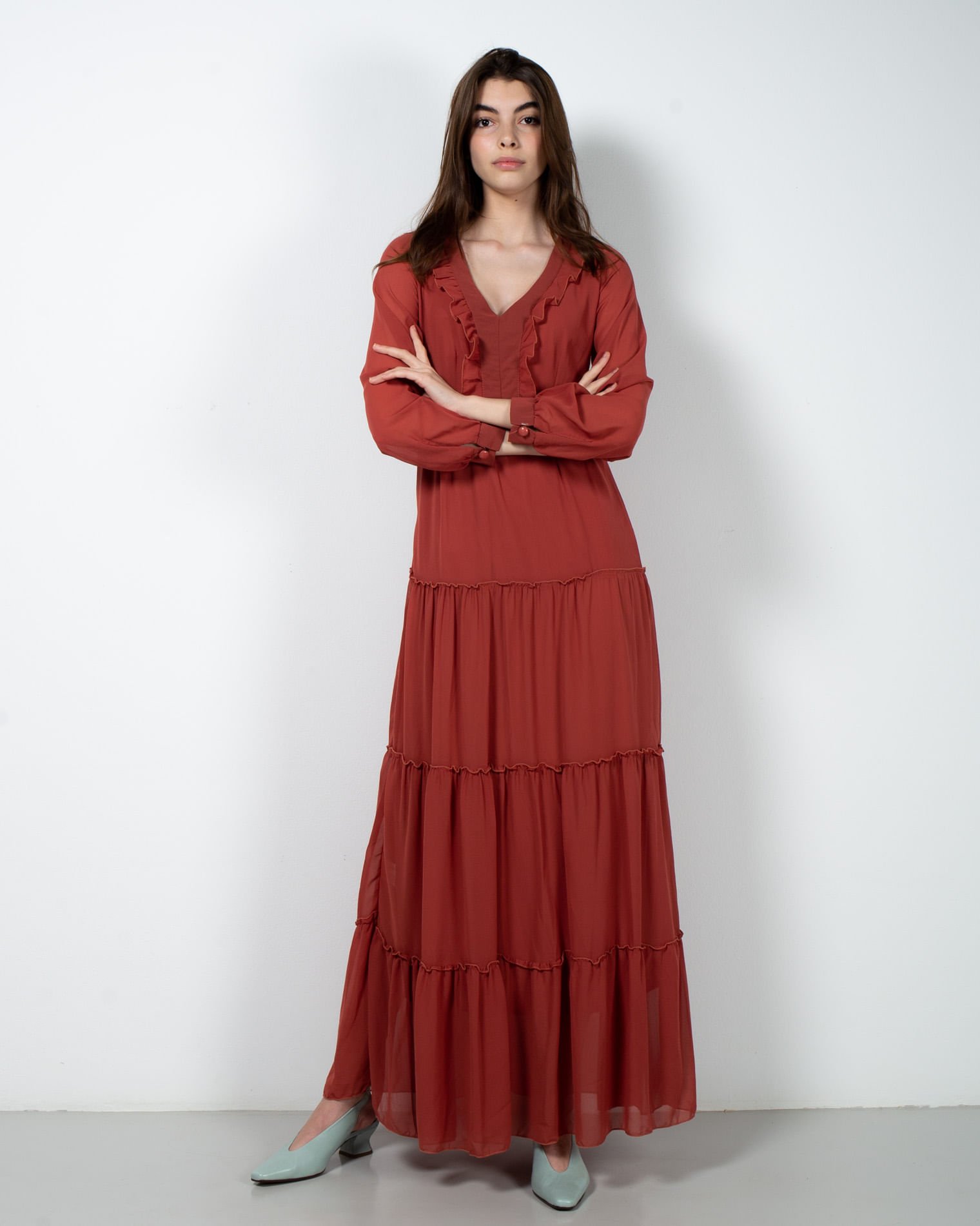 Rochie lunga DOCA cu volane 39181001 Engros
