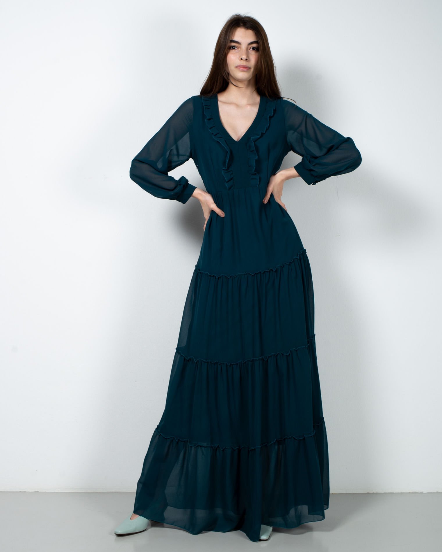 Rochie lunga DOCA cu volane 39182001 Engros
