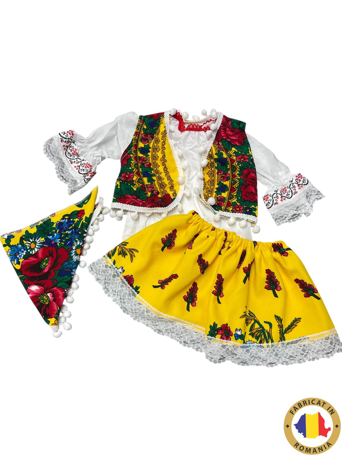 Compleu traditional Engros pentru fete, 4 piese, model brodat