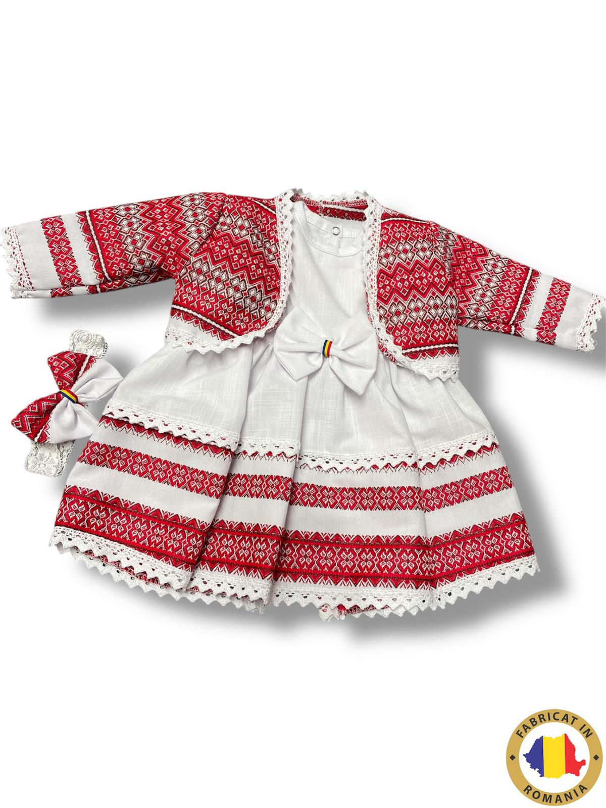 Compleu traditional Engros pentru fete, 3 piese, model brodat