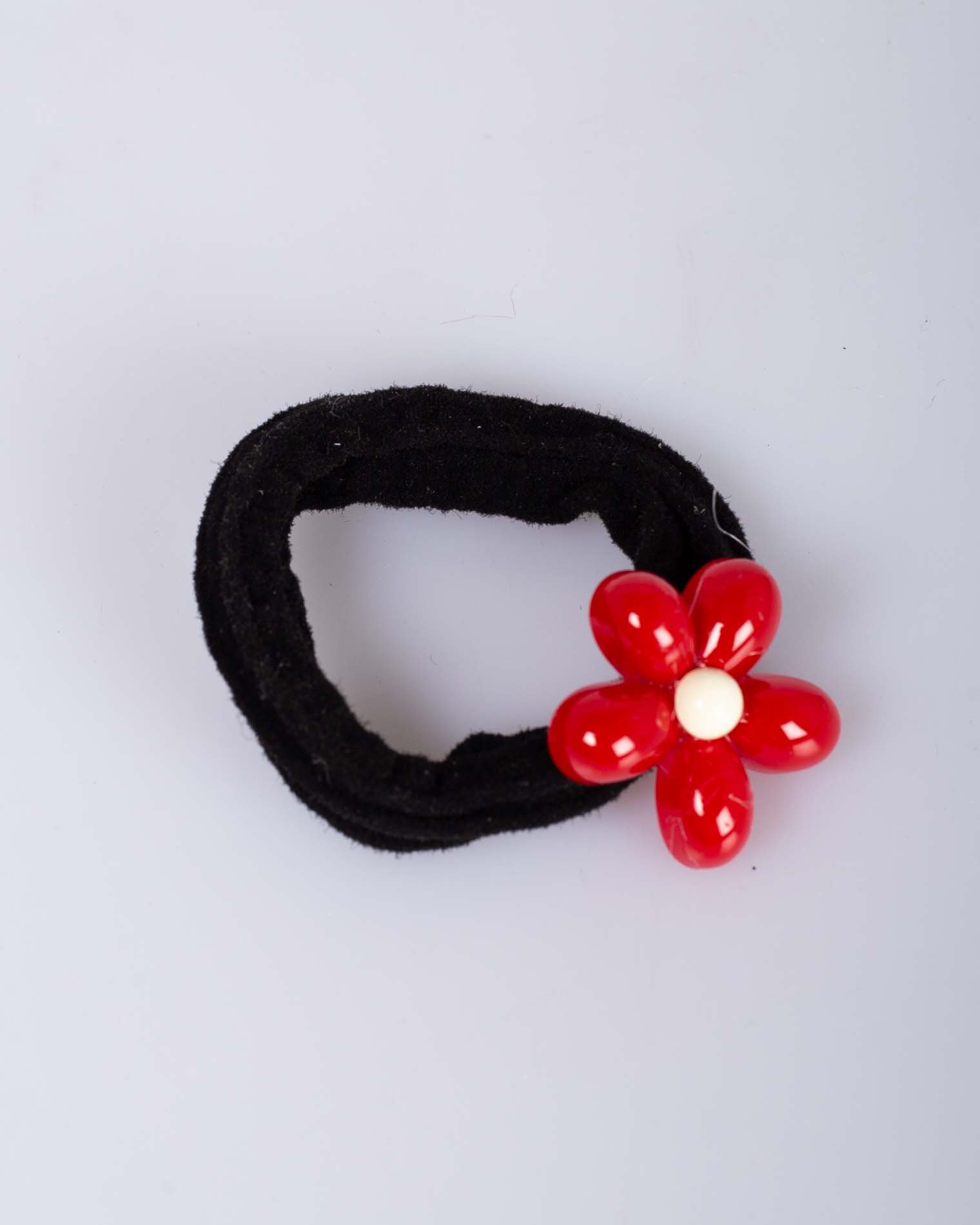 Elastic negru cu floare rosie de par Engros