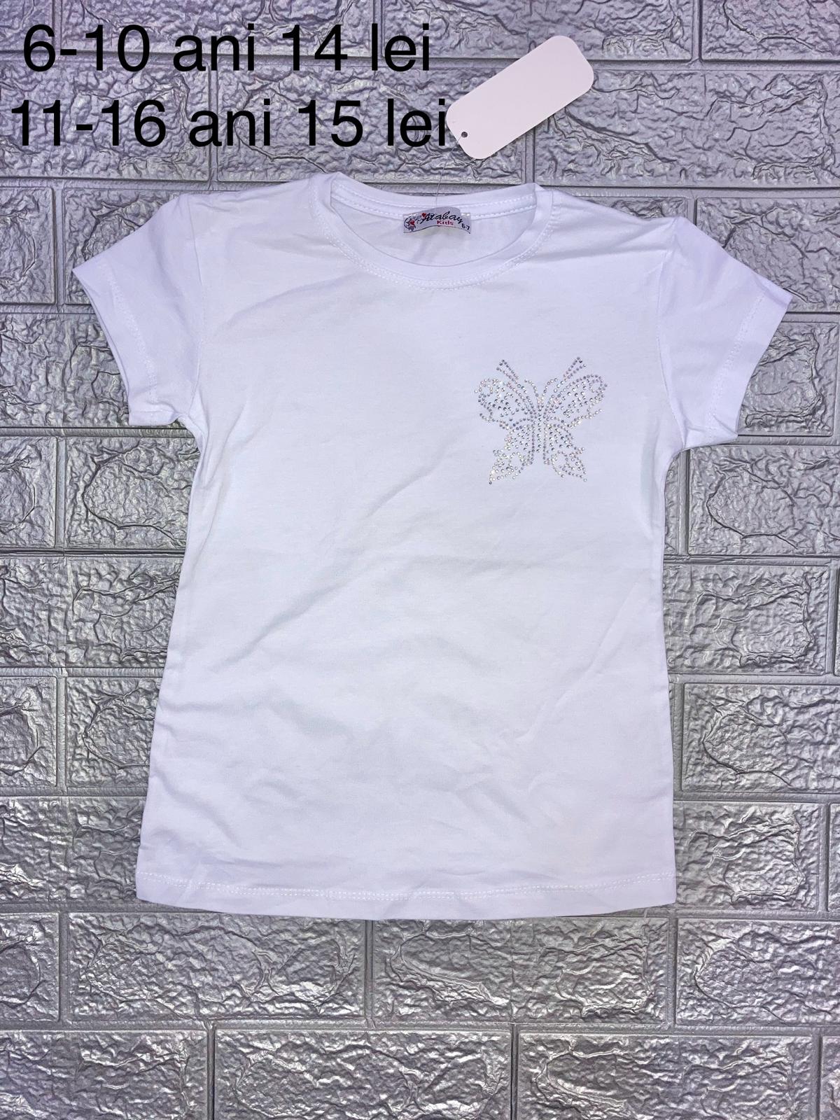 Tricou alb de fete 6-10 si 11-16 ani Engross