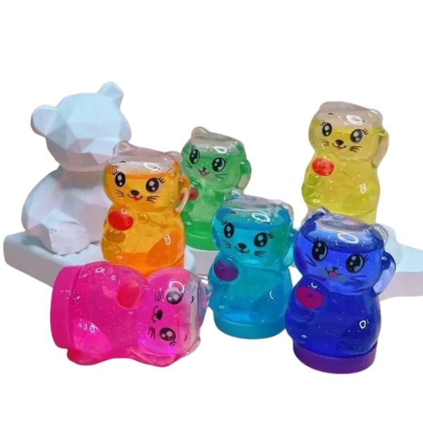 Pisicuțe Slime Colorate cu Gel Strălucitor – Jucărie Antistres