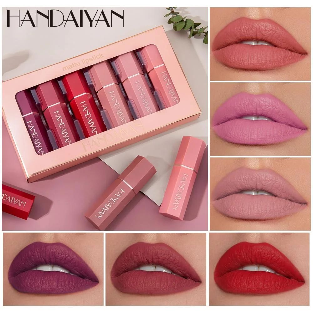 Handaiyan Matte Lipstick Set H1001 – Set 6 Rujuri Mate Rezistente, Culori Mixte Engros