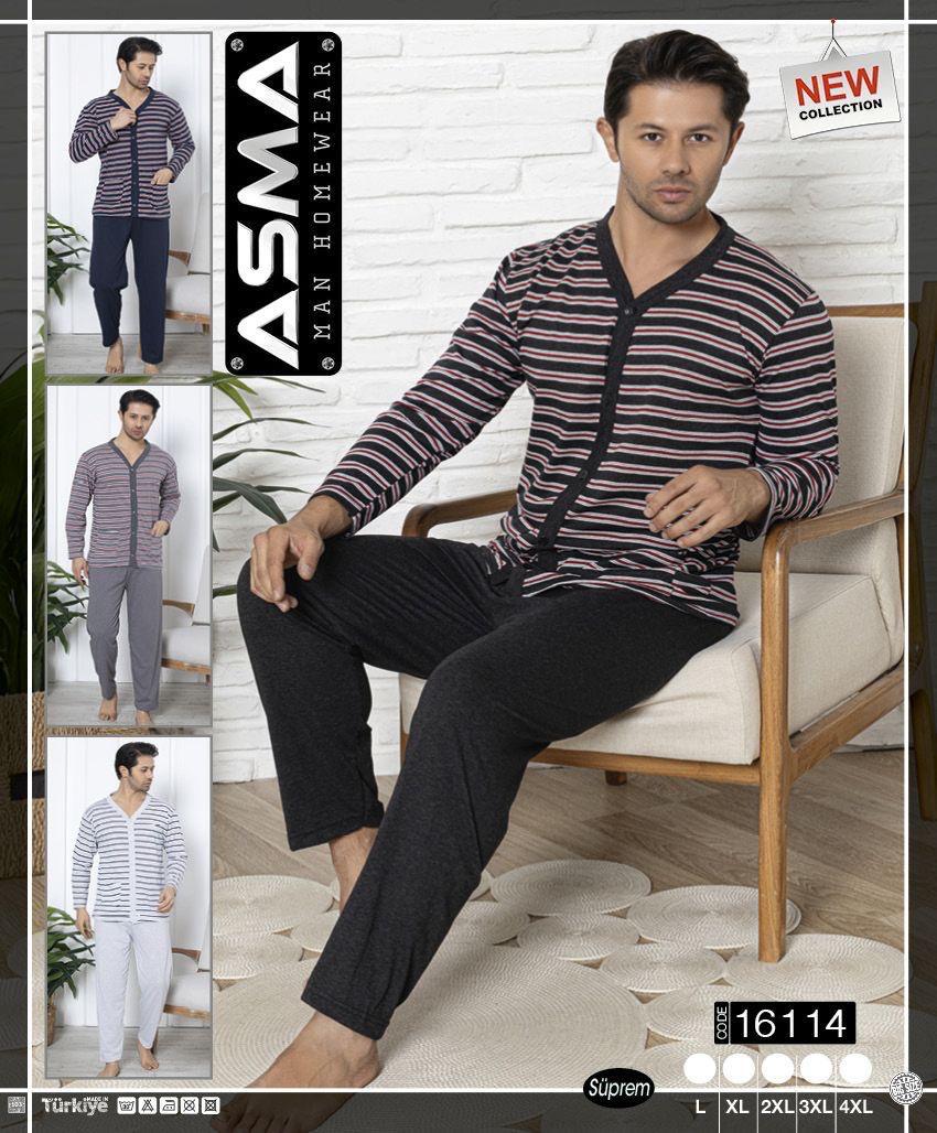 Pijama bărbat pantalon lung și nasturi 100% Bumbac Batal